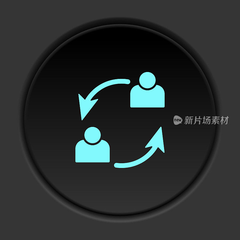 Round button icon, users, avatars, refresh. Button banner round, badge interface for application illustration